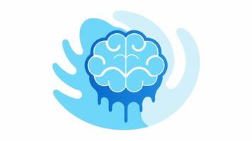 Mood Enhancement A brain icon with visual waves representing the release of endorphins and stress reduction surrounded by icy blue elements.. vector
