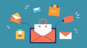 These illustrations can visually communicate the excitement and abundance of promotional emails characteristic of Cyber Monday shopping.. vector