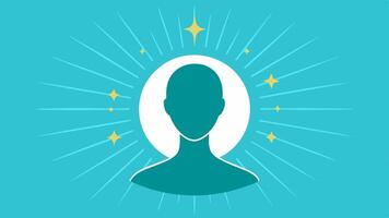 Youthful Glow Depict a radiant face silhouette with exosomes and peptides illustrated as sparkles or light rays emanating from them symbolizing a youthful appearance.. vector