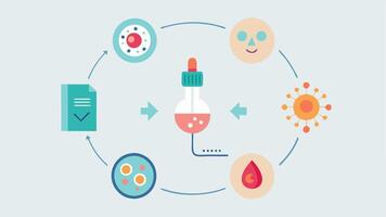 These illustrations can visually communicate the process and benefits of using exosomes for cosmetic procedures in an engaging and informative way.. vector