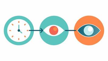 TimeLapse Effect A clock graphic with a timeline illustrating the gradual reduction of undereye puffiness showing transformation snapshots from application to a day later.. vector