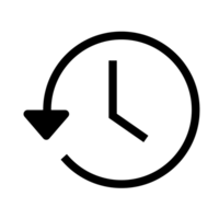 a clock icon with a arrow pointing to the left png