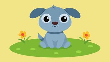 Whimsical Expression A cartoonish puppy with exaggerated features including big shining eyes and a small rounded snout. The puppys eyebrows are raised creating a pleading look. It. vector