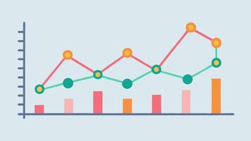 Line Graph Comparison A line graph illustrating two lines over time one representing chronological age that rises steadily and another for biological age that fluctuates with data. vector