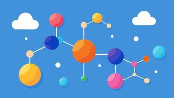 Molecular Structure Abstract representations of molecular structures floating in the air symbolizing the science behind the ingredients of longevity supplements.. vector