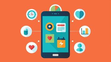 Mobile Health Apps A smartphone displaying various health applications monitoring different aspects like fitness medication reminders and nutrition tracking showcasing digital. vector