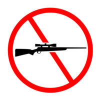 no hunting sign with a rifle on it png