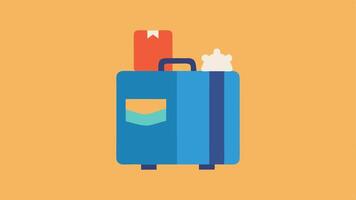 Travel Light A suitcase with just a few folded clothes and a travel book promoting the idea of traveling light and experiencing more with less.. vector