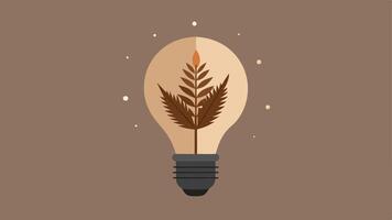 Vintage Charm A retrostyle incandescent lightbulb complete with a metallic base and visible filament patterns houses a thriving fern. The ferns fronds gracefully extend out of the. vector