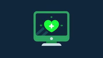Metabolic Health Indicator The device screen displaying a glowing green light along with a simple icon of a heart symbolizing good metabolic health readings.. vector