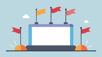 Waving Signs Animated visual of inflatable tubes or waving flags at the base of the billboard that match the theme promoting excitement and energy in the air.. vector