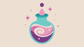 Youth Elixir A mask illustration styled like a potion bottle with swirls and sparkles showcasing the magical appeal of exosome technology for firming and lifting skin.. vector