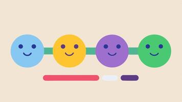 Mood Tracker Faces representing different emotions in a slider format allowing users to select their mood for the day from happy to neutral to sad.. vector