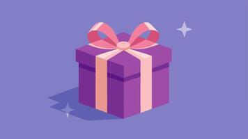Wrapped Gift Perspective A beautifully wrapped gift box skewed slightly to give a 3D perspective with a shiny bow on top and glitter effects for extra flair.. vector