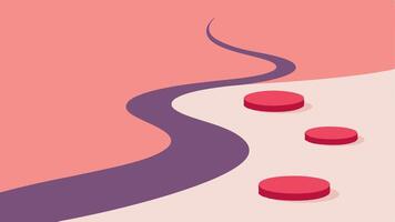 Transformational Path A winding path leading towards a glowing smooth skin surface with exosomes depicted as stepping stones along the way illustrating progress in skin texture. vector