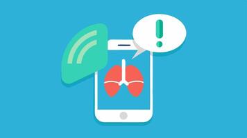 Lung Health Alerts An illustration of the tracker alerting the user via a notification icon emphasizing its role in providing feedback on lung health in realtime.. vector