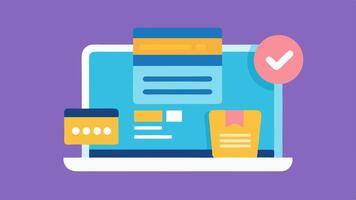 These descriptions encapsulate various aspects of the online checkout process emphasizing a seamless experience with a focus on the glowing button as a key interactive element.. vector