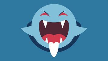 Wacky Grin with Tongue Out This illustration features a character with a wide open mouth fangs gleaming and their tongue playfully sticking out. Their facial features are. vector