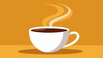 Warm Colors and Steam The illustration depicts a closeup view from the bottom of a white ceramic coffee cup. The surface of the coffee is rich dark brown with gentle swirls of. vector