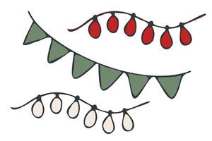 A festive hand drawn illustration of colorful string lights and check boxes, perfect for Christmas and holiday themed designs, decorations, greeting cards, and seasonal craft projects vector