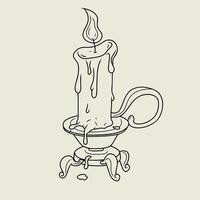 Burning candle linework no fill color vector