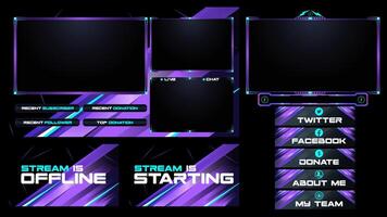 streaming setup with a purple background and blue and black elements vector