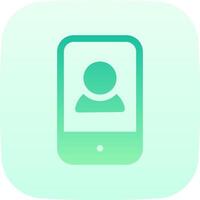 A green and white icon with a person on the screen vector