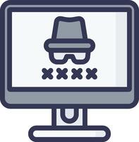 A computer monitor with a hat and glasses on it vector