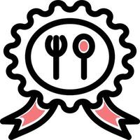A badge with a fork and spoon in it vector