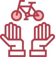 Two hands are holding a bicycle and a hand is holding a bicycle vector
