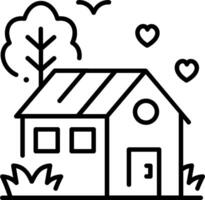 A house with hearts on it and a tree vector