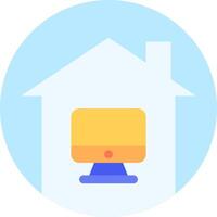 A computer monitor is sitting on top of a house vector