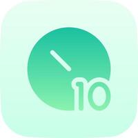A green and white clock icon with the number 10 vector