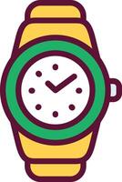 A watch icon with a green and yellow band vector