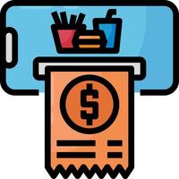 A receipt with a dollar sign on it is shown on a phone vector