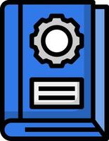 A blue book with gears on it vector