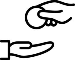 A hand giving a coin to another hand vector