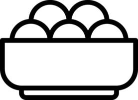 A black and white illustration of a bowl filled with eggs vector