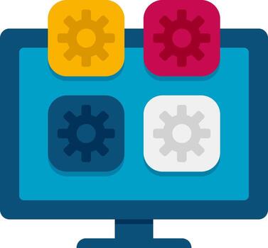 A computer screen with gears on it vector