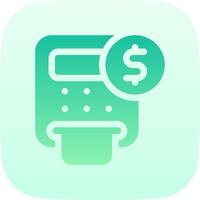 A green icon with a dollar sign and a calculator vector