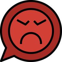 A red speech bubble with an angry face vector