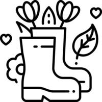 Spring boots with flowers and hearts icon vector