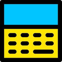 A calculator icon with a blue and yellow background vector