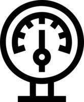 A black and white icon of a gauge vector