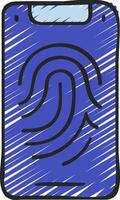 A blue folder with a fingerprint icon vector