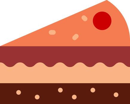 A slice of cake with a red dot on it vector