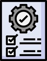 A check box with a gear and check mark vector