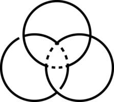 A black and white drawing of three circles vector