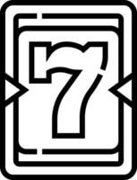 The number seven in a square with a black outline vector