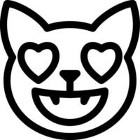 A black and white cat face with hearts vector